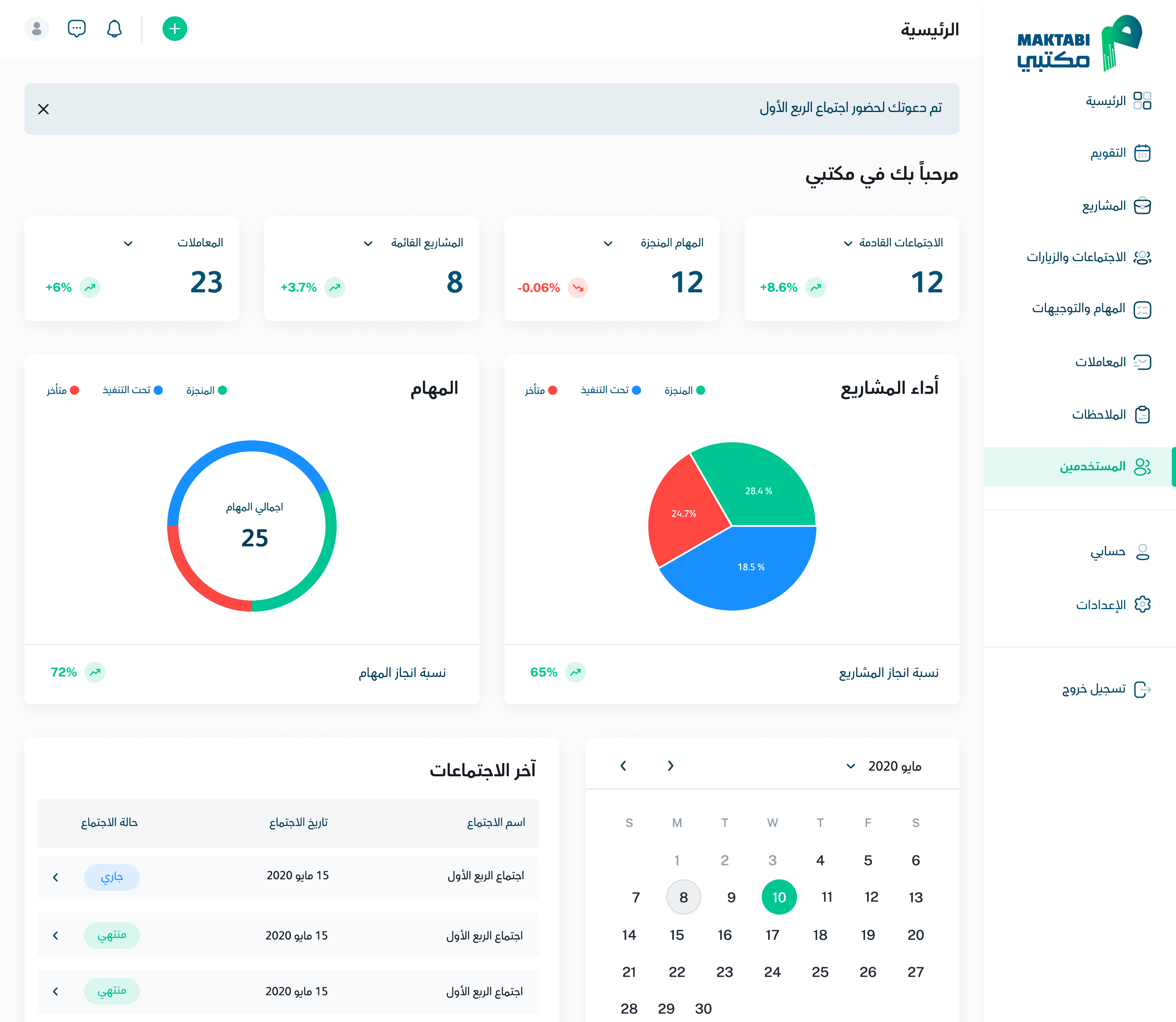 منصة مكتبي لإدارة المكاتب التنفيذية